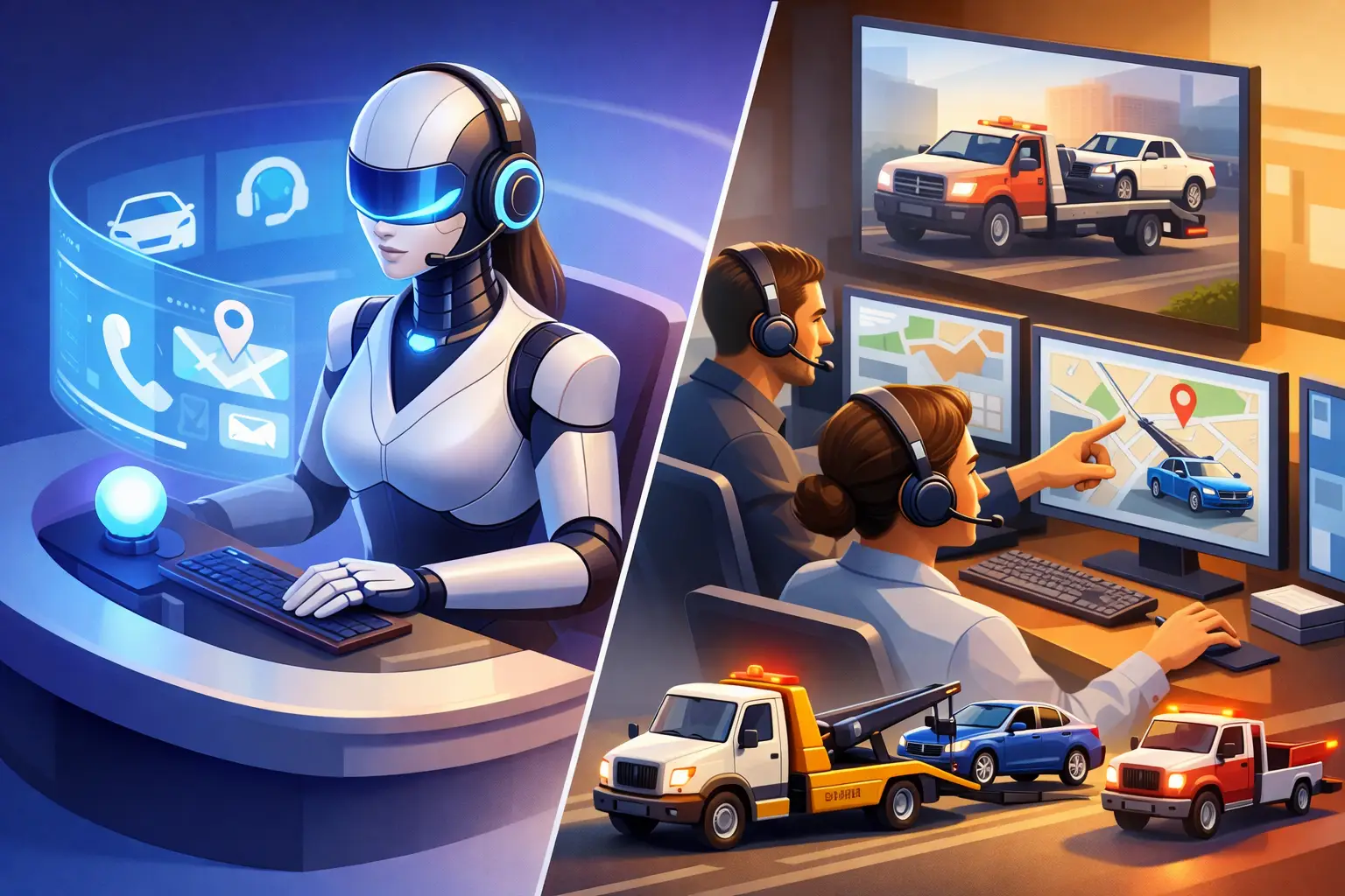 AI Receptionist vs Dispatch Team for Towing