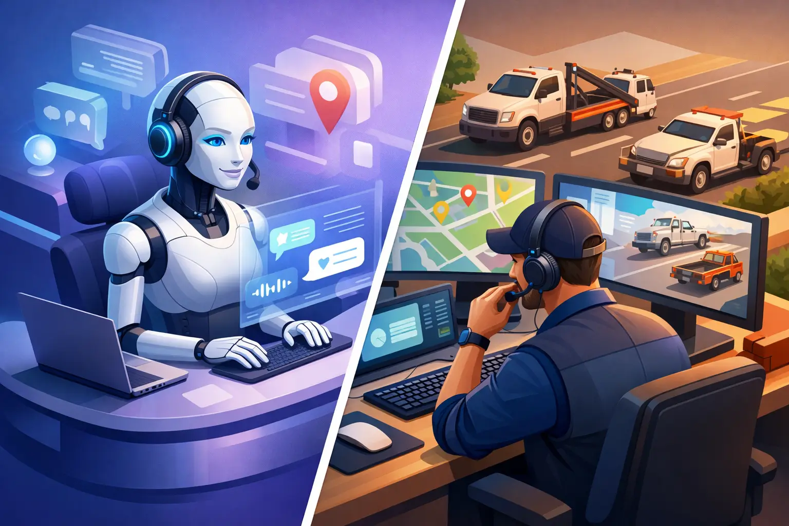 AI Receptionist Versus Dispatcher for Towing